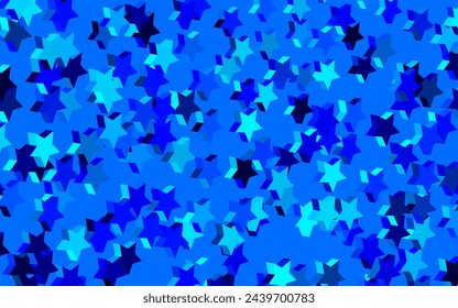 Dark BLUE vector backdrop with small and big stars. Decorative shining illustration with stars on abstract template. Pattern for futuristic ad, booklets.