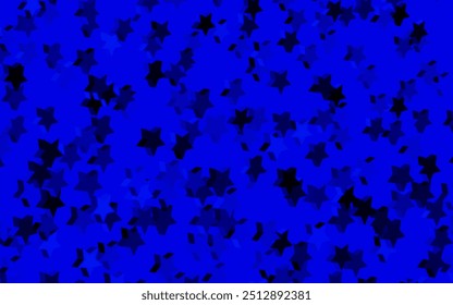 Dark BLUE vector backdrop with small and big stars. Glitter abstract illustration with colored stars. Pattern for astronomy websites.