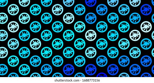 Dark BLUE vector backdrop with virus symbols. Smart illustration with covid signs in decorative style. Simple design against epidemic information.