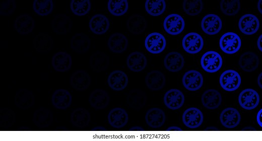 Dark BLUE vector backdrop with virus symbols. Colorful  gradient illness symbols in simple abstract style. Simple drawing against danger fever.