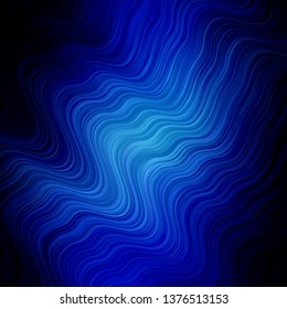 Dark BLUE vector backdrop with wavy lines. Colorful abstract illustration with gradient curves. Best design for your ad, poster, banner.