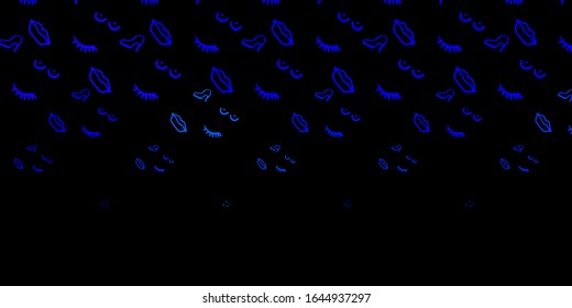 Dark BLUE vector backdrop with woman's power symbols. Colorful feminism symbols with a gradient in modern style. Design for International Women’s Day.
