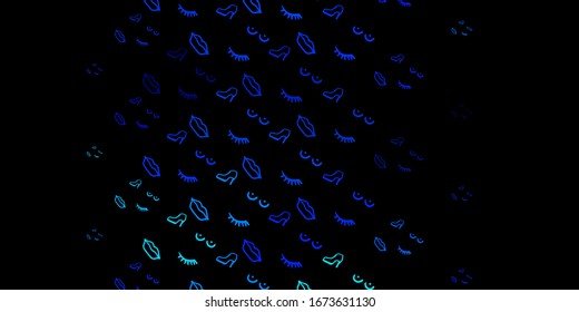 Dark BLUE vector backdrop with woman's power symbols. Simple design in abstract style with women’s rights activism. Best design to show the power of women.