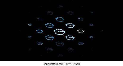 Dark BLUE vector backdrop with woman's power symbols. Illustration with signs of women's strength and power. Design for International Women’s Day.