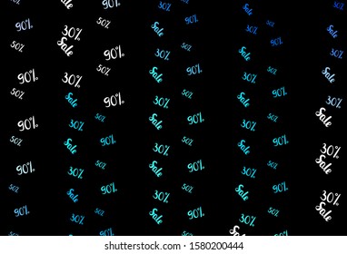 Dark BLUE vector background with 30, 50, 90 % signs of sales. Colorful set of  percentage signs in simple style. Design for business ads, commercials.