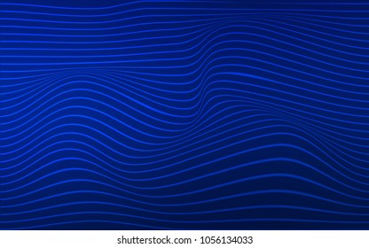 Dark BLUE vector background with abstract lines. Creative illustration in halftone arched style with gradient. The polygonal design for your web site.