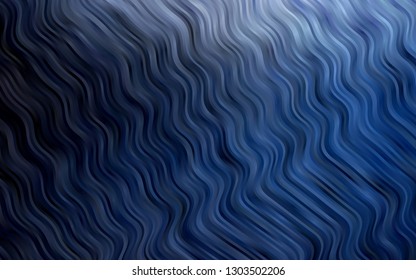 Dark BLUE vector background with abstract lines. Modern gradient abstract illustration with bandy lines. Textured wave pattern for backgrounds.