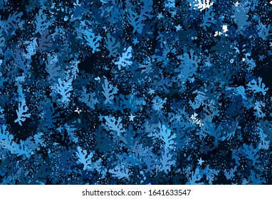 Dark BLUE vector background with abstract shapes. Modern abstract illustration with colorful random forms. Elegant design for wallpapers.
