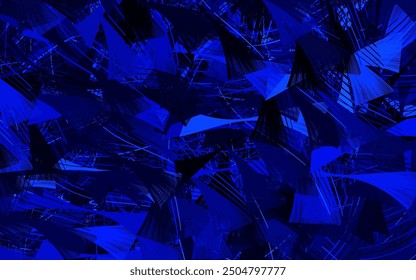 Dark BLUE vector background with abstract shapes.