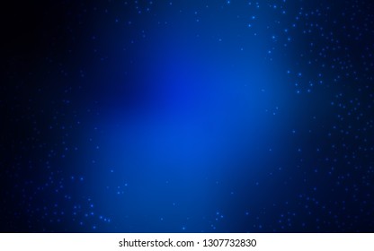 Dark BLUE vector background with astronomical stars. Blurred decorative design in simple style with galaxy stars. Smart design for your business advert.