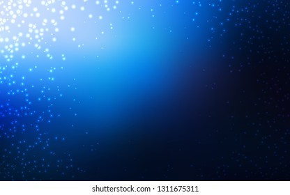 Dark BLUE vector background with astronomical stars. Glitter abstract illustration with colorful cosmic stars. Smart design for your business advert.