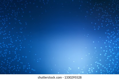 Dark BLUE vector background with astronomical stars. Glitter abstract illustration with colorful cosmic stars. Template for cosmic backgrounds.