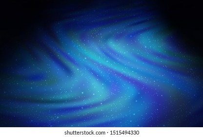 Dark BLUE vector background with astronomical stars. Shining colored illustration with bright astronomical stars. Smart design for your business advert.