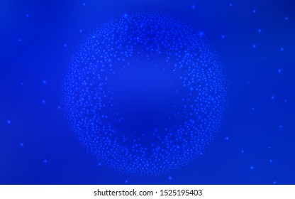 Dark BLUE vector background with astronomical stars. Blurred decorative design in simple style with galaxy stars. Pattern for futuristic ad, booklets.