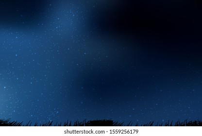 Dark BLUE vector background with astronomical stars. Glitter abstract illustration with colorful cosmic stars. Smart design for your business advert.