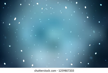 Dark BLUE vector background with beautiful snowflakes. Shining colorful illustration with snow on abstract template. Template for a new year background.