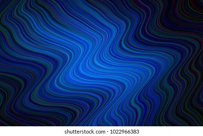 Dark BLUE vector background with bent lines. A vague circumflex abstract illustration with gradient. The best blurred design for your business.