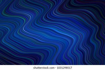 Dark BLUE vector background with bent ribbons. Creative geometric illustration in memphis style with gradient. Memphis design for your web site.