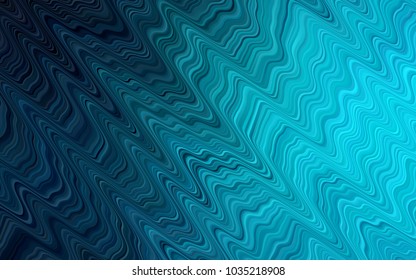 Dark BLUE vector background with bent lines. A sample with blurred bubble shapes. Pattern for your business design.