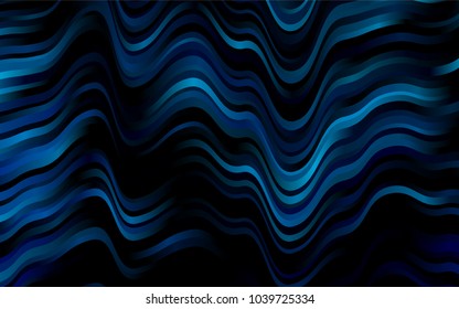 Dark BLUE vector background with bent lines. Shining illustration, which consist of blurred lines, circles. The template for cell phone backgrounds.