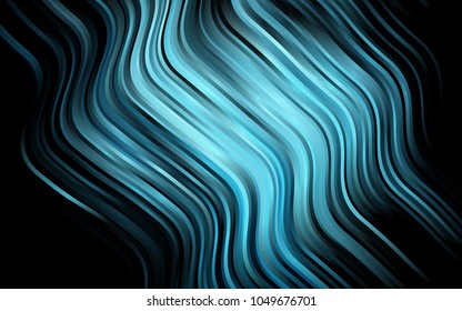 Dark BLUE vector background with bent ribbons. Creative illustration in halftone marble style with gradient. Pattern for your business design.