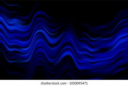 Dark BLUE vector background with bent ribbons. Colorful abstract illustration with gradient lines. A new texture for your  ad, booklets, leaflets.