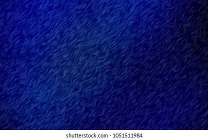 Dark BLUE vector background with bent ribbons. Shining illustration, which consist of blurred lines, circles. The template for cell phone backgrounds.