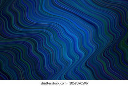 Dark BLUE vector background with bent lines. Modern gradient abstract illustration with bandy lines. A completely new template for your business design.