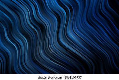 Dark BLUE vector background with bent lines. Shining crooked illustration in marble style. A completely new marble design for your business.