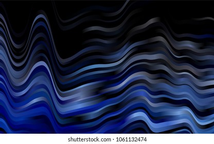 Dark BLUE vector background with bent lines. Shining illustration, which consist of blurred lines, circles. Marble design for your web site.