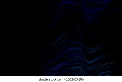 Dark BLUE vector background with bent ribbons. Shining illustration, which consist of blurred lines, circles. New composition for your brand book.