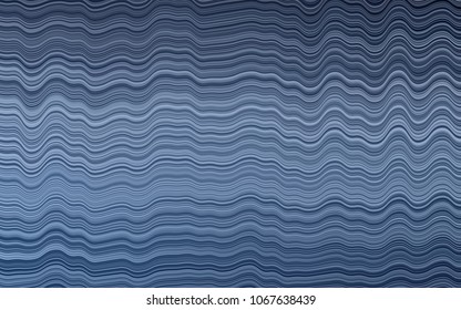 Dark BLUE vector background with bent lines. Blurred geometric sample with gradient bubbles.  Marble design for your web site.