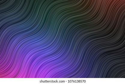 Dark BLUE vector background with bent lines. Creative illustration in halftone marble style with gradient. Brand-new design for your ads, poster, banner.