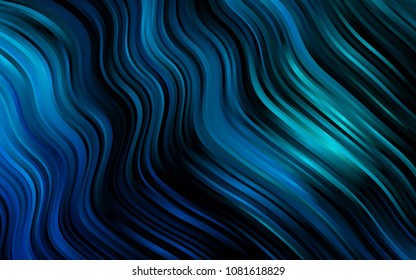Dark BLUE vector background with bent ribbons. An elegant bright illustration with gradient. The template for cell phone backgrounds.