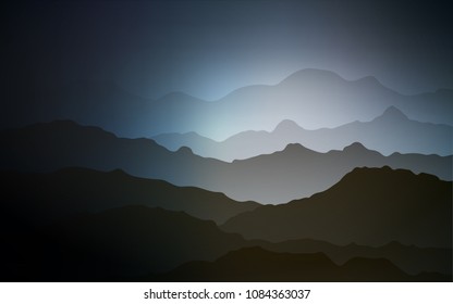 Dark BLUE vector background with bent lines. Geometric illustration in mountain style with gradient.  Pattern for your business design.