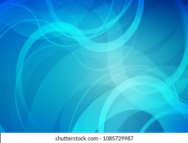 Dark BLUE vector background with bent lines. A sample with blurred bubble shapes. New composition for your brand book.