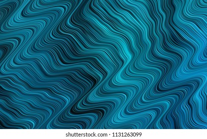Dark BLUE vector background with bent ribbons. Blurred geometric sample with gradient bubbles.  Marble style for your business design.