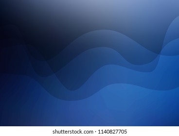 Dark BLUE vector background with bent ribbons. Colorful illustration in abstract marble style with gradient. A new texture for your  ad, booklets, leaflets.