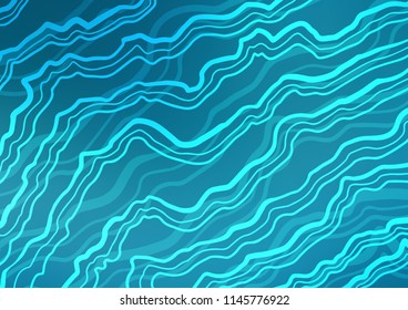 Dark BLUE vector background with bent lines. Shining crooked illustration in marble style. A completely new template for your business design.