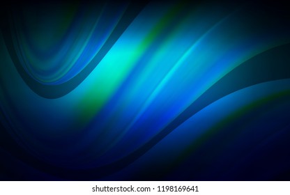 Dark BLUE vector background with bent lines. A sample with blurred bubble shapes. New composition for your brand book.