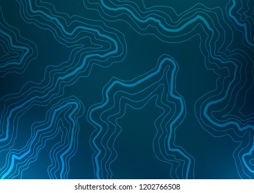 Dark BLUE vector background with bent ribbons. A sample with blurred bubble shapes. The elegant pattern for brand book.