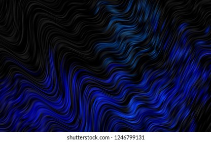 Dark BLUE vector background with bent ribbons. Shining illustration, which consist of blurred lines, circles. Marble design for your web site.