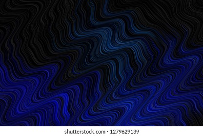 Dark BLUE vector background with bent lines. Glitter abstract illustration with wry lines. The template for cell phone backgrounds.