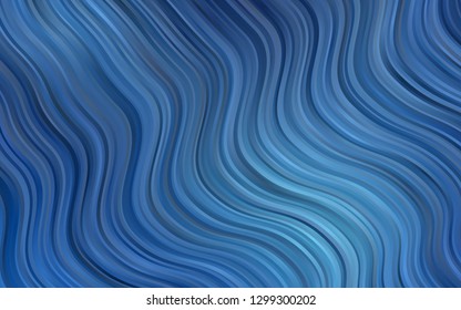 Dark BLUE vector background with bent ribbons. Colorful abstract illustration with gradient lines. A completely new template for your business design.