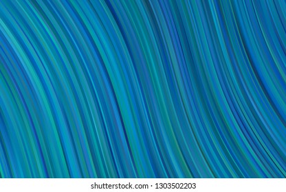 Dark BLUE vector background with bent ribbons. Shining illustration, which consist of blurred lines, circles. The best blurred design for your business.