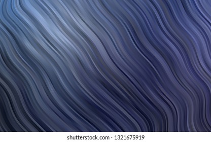 Dark BLUE vector background with bent lines. A sample with blurred bubble shapes. The elegant pattern for brand book.