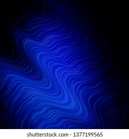 Dark BLUE vector background with bent lines. Abstract illustration with gradient bows. Best design for your posters, banners.