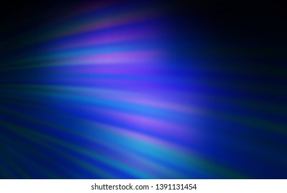 Dark BLUE vector background with bent lines. Creative illustration in halftone style with gradient. Template for cell phone screens.