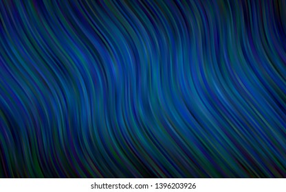 Dark BLUE vector background with bent ribbons. Colorful abstract illustration with gradient lines. Marble design for your web site.