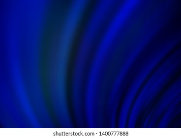 Dark BLUE vector background with bent ribbons. Shining illustration, which consist of blurred lines, circles. The elegant pattern for brand book.